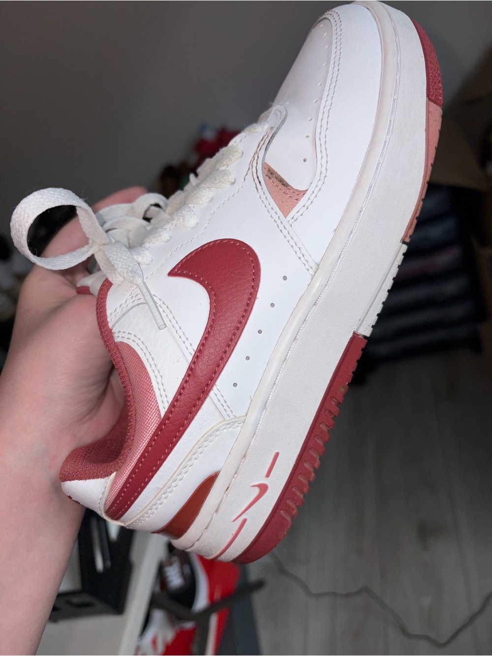 Nike Women’s White and Red Low-Top Sneakers